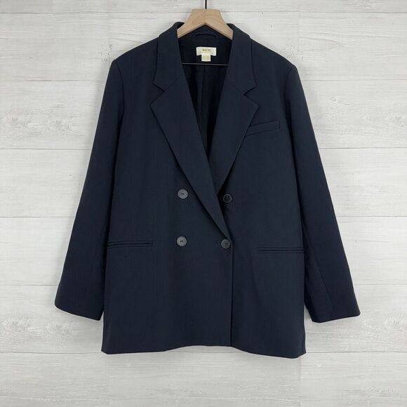 Anthropologie Maeve Double Breasted Blazer Women 16P Navy Oversized Office - Picture 15 of 16